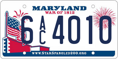 MD license plate 6AC4010