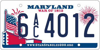 MD license plate 6AC4012