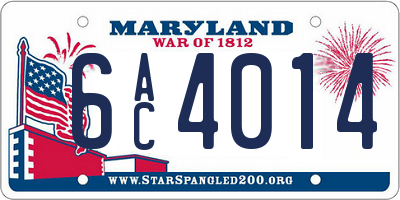 MD license plate 6AC4014