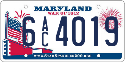 MD license plate 6AC4019