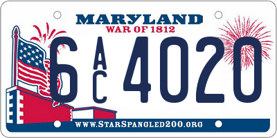 MD license plate 6AC4020