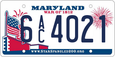 MD license plate 6AC4021