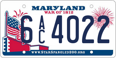 MD license plate 6AC4022