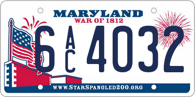 MD license plate 6AC4032
