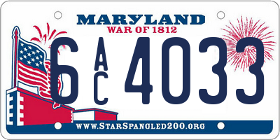 MD license plate 6AC4033