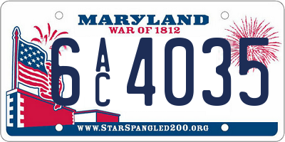 MD license plate 6AC4035