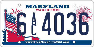 MD license plate 6AC4036