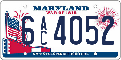 MD license plate 6AC4052