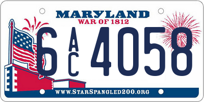 MD license plate 6AC4058