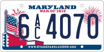 MD license plate 6AC4070