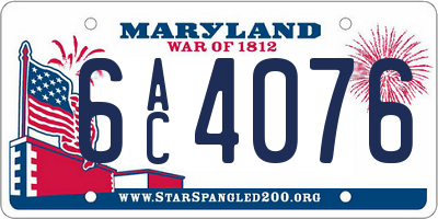 MD license plate 6AC4076