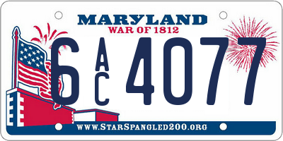MD license plate 6AC4077