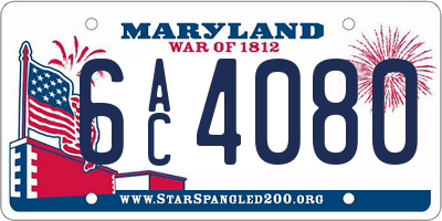 MD license plate 6AC4080