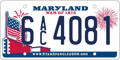 MD license plate 6AC4081