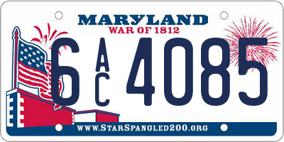 MD license plate 6AC4085