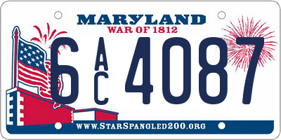 MD license plate 6AC4087