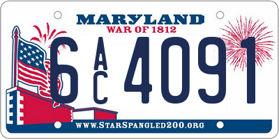 MD license plate 6AC4091