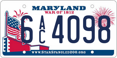 MD license plate 6AC4098