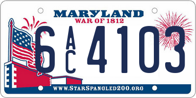 MD license plate 6AC4103