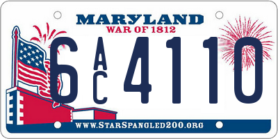 MD license plate 6AC4110