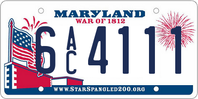 MD license plate 6AC4111