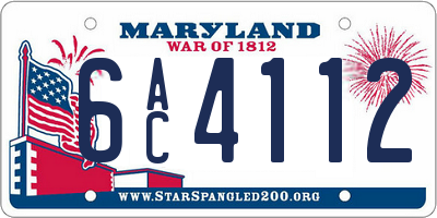 MD license plate 6AC4112