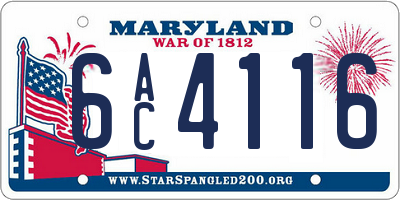 MD license plate 6AC4116