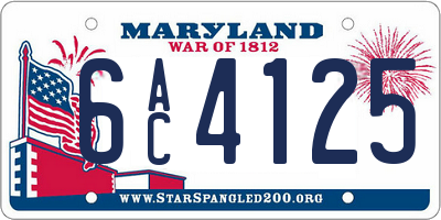 MD license plate 6AC4125