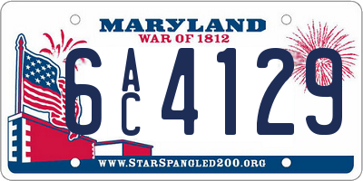 MD license plate 6AC4129