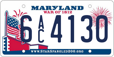 MD license plate 6AC4130