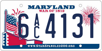 MD license plate 6AC4131