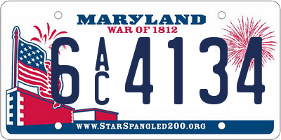 MD license plate 6AC4134