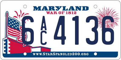 MD license plate 6AC4136