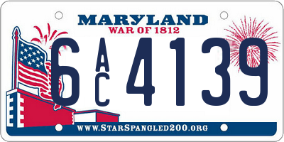 MD license plate 6AC4139