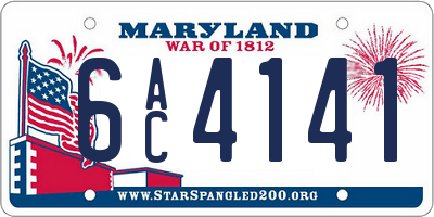 MD license plate 6AC4141
