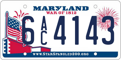MD license plate 6AC4143