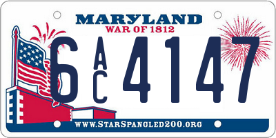 MD license plate 6AC4147