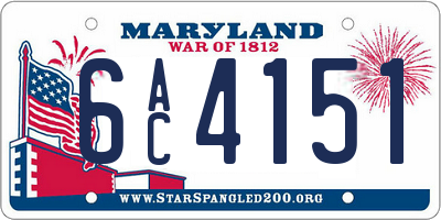 MD license plate 6AC4151