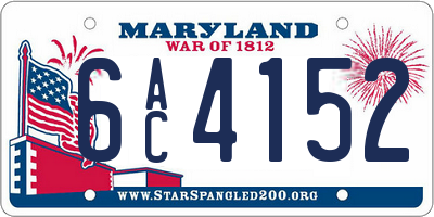MD license plate 6AC4152