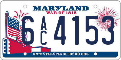 MD license plate 6AC4153