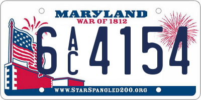 MD license plate 6AC4154
