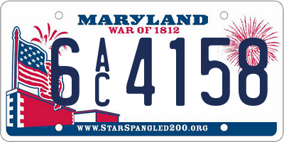 MD license plate 6AC4158