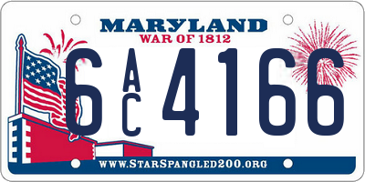 MD license plate 6AC4166