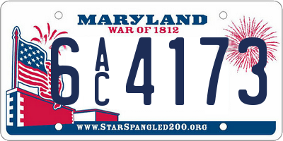 MD license plate 6AC4173