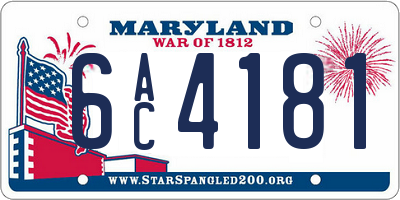 MD license plate 6AC4181