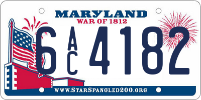 MD license plate 6AC4182