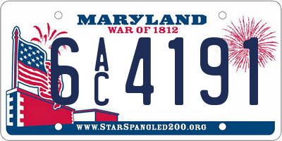 MD license plate 6AC4191