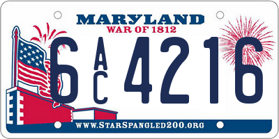 MD license plate 6AC4216