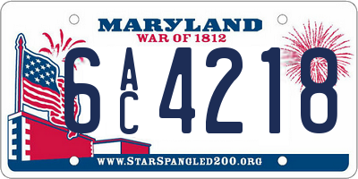 MD license plate 6AC4218