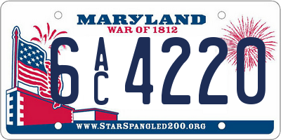 MD license plate 6AC4220